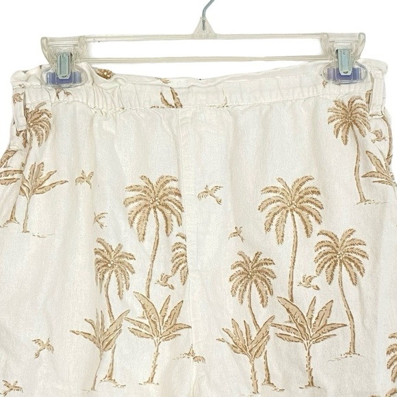 Desmond & Dempsey H&M Shorts Womens Size 4 Small Linen Tropical Print Off White - Picture 3 of 11